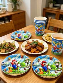 Sega 主題派對用品，包含多款印花紙盤、杯子與餐巾紙，附遊戲場景與角色圖案，適合各種派對或活動，營造生日派對氛圍 - 彩色 - 查看 8