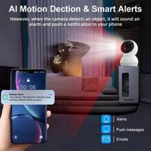 1296P HD Wireless Security Camera, Indoor Pet Monitoring, 360° Panoramic Rotation Home Security Camera, Dual-Band 2.4G And 5G WiFi, Remote App Access, Two-Way Audio, Infrared Night Vision, AI Motion Detection - Suitable For Home, Baby, Elderly And Pets - Perfect Christmas, Thanksgiving Or Halloween Gift; Suitable For Elderly Care Monitoring, High-Quality Manufacturing, Smart Home Applicable. - White - View 3