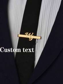 Customized Name Tie Clip, Personalized Elegant Gentleman Tie Clip, Father's Day Tie Clip, Stainless Steel Name Plate Tie Clip, Minimalist Style Accessory, Gift For Men, Valentine's Day Gift, Father's Day Gift - Multicolor - View 5