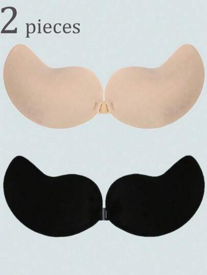 1/2/4/6pcs/Set (Black + Skin Tone) Strapless Adhesive Silicone Push-Up Bra Cups, Invisible Bust Enhancer Petals, Breathable Sticky Bra Flowers, Suitable For Deep V Dresses And Backless Outfits, Invisible Elastic Band Strapless Gathering Design, Self-Adhesive Invisible Strapless Style, Applicable For Wedding Gowns/Formal Dresses, Open Shoulder, Backless, Spaghetti Strap Dresses, Tight Dresses, Sheer Tops, Spaghetti Strap Outfits, Suitable For Bridal Shower, Travel