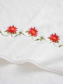 QIBHI 珊瑚絨刺繡花卉田園風優雅花卉毛巾/浴巾，柔軟快乾手巾，浴室必備情侶款居家裝飾，適用於浴室、學校、返校季 - 彩色 - 查看 11