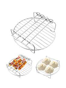 Set de 5 piezas Rejilla y Espetones para Freidora de Aire, Accesorios de Rejilla, Rejilla de Vapor Multiusos Compatible con la Mayoría de Freidoras de Aire, Apta para Asar a la Parrilla, Hornear y Microondas, Regalo para Mamá, Utensilios de Cocina, Artículos de Cocina, Accesorios de Cocina, Artículos de Cocina para el Hogar, Rejilla de Doble Capa, Rejilla de Espetones, Rejilla de Cocina de Acero Inoxidable - - - Ver 1