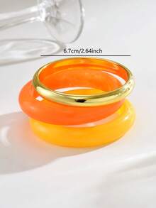 3pcs/Set Women's Personalized Fashion Exaggerated Wide Bangle Set, Suitable For Daily Wear (Electroplated Random Color) - Multicolor - View 4