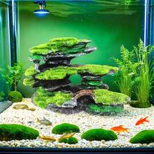 1件逼真树脂水族箱装饰品 - 草木覆盖的山地景观，带桥梁隧道，多层鱼缸装饰，天然石材设计，丰富水生栖息地 - A - 查看 3
