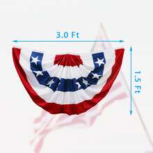 4th Of July Decorations,American Bunting Outside,Fourth Of July Bunting Flags Patriotic Memorial Day Decorations,USA Flags Pleated Fan 1.5x3 FT,Red White And Blue Buntings - 1,5x3,0 feet, 1 gói - Xem 3