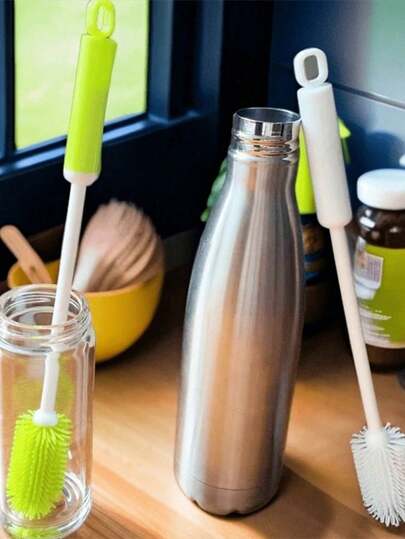 1 pieza Cepillo de limpieza de taza de agua de material TPR de 30 cm, cepillo de limpieza multiusos adecuado para utensilios de cocina, biberones, tazas, botellas, recipientes alargados, tarros, tazas de café, copas de vino, cocina, baño, artículos del hogar