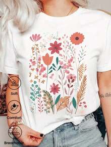 1 Piece Fashion Casual T-Shirt For Men And Women.  Short-Sleeved T-Shirt For Spring And Summer 2026, Made In Mexico, 180 Grams. Cartoon Print, Couple Design, Suitable For Indoor Or Outdoor Wear. Crew Neck, Unisex, Ideal For Office And Leisure. One-Piece Pack. Versatile, Easy To Match, Suitable For Everyday Wear, Streetwear, Vacation Outfits, And Weekend Outfits. - Blanco - 查看 7