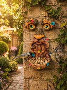 Face Tree Bird Feeder - Tree Face Decor, Tree Hugger, Garden Decor, Outdoor Decor, Yard Art, Bird Feeder, Tree Ornament, Garden Sculpture, Whimsical Tree Face, Old Man Tree Decor, Fairy Garden Decor, Yard Decor, Lawn Decor, Bird Lover Gift, Garden Gift, Outdoor Decoration, Spring Garden Decor, Summer Garden Decor, Tree Decoration, Garden Statue - Multiple Styles - View 3