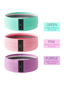 Fabric Resistance Loop Bands 3 Packs, Polyester Non-Slip Exercise Bands For Leg, Hip & Glute Training - Multicolor - View 9
