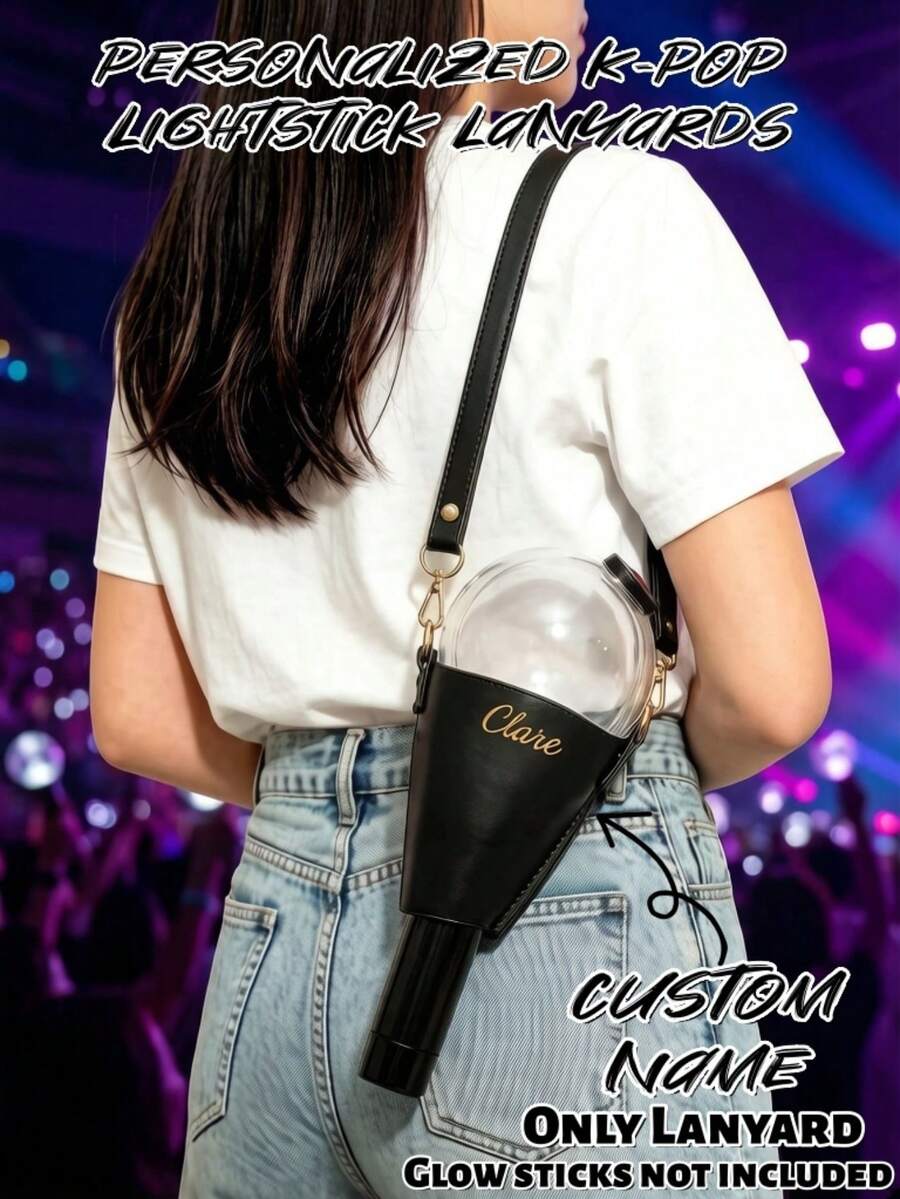 1 chiếc dây đeo vai đựng lightstick cá nhân hóa, có thể in chữ tùy chỉnh, dây đeo cổ điều chỉnh được, thích hợp cho các buổi hòa nhạc, lễ hội, gặp gỡ người hâm mộ, quà tặng lưu niệm cho người hâm mộ, bạn bè, cặp đôi, quà sinh nhật hoặc ngày lễ, dây đeo lightstick nhẹ, bền, thoải mái, rảnh tay, phù hợp với mọi phụ kiện dành cho người hâm mộ. - màu đen - Xem 1