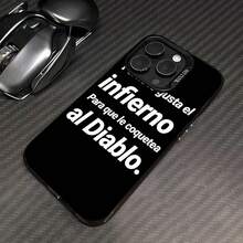 Texto blanco sobre fondo negro con temática diabólica.funda de teléfono Fundas compatibles con ,Apple,VIVO,OPPO,,, y Honor.Fabricadas en silicona TPU,ofrecen protección contra golpes y caídas. - Negro - Ver 3