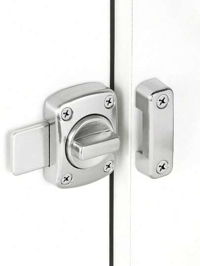 1PC Universal Manual Knob Door Latch, Matte Black Privacy Sliding Lock, Left/Right Handed Mounting, Sturdy Cabinet Door Latch For Bathroom, Bedroom, Closet & Barn Door