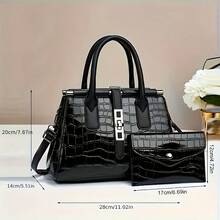 2026 New Fashionable Color-Blocked Women's Bag, Cross-Border  Stone Pattern Shoulder/Crossbody Bag, High-Quality Shoulder/Crossbody Bag, Fashionable Handbag For Women - màu nâu - Xem 3