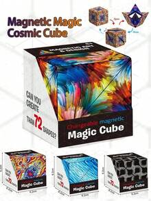 Cube Geometric Changeable Magnetic Magic Cube Anti Stress  Flip Puzzle Cube - 藍色海水 - 查看 12