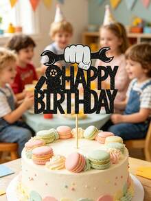 1pc Wrench Cake Topper, Shiny Tire Wrench Cake Topper, Happy Birthday Cake Topper, Car Repair, Engineer Theme, Suitable For Birthday Party Decoration - Cake Topper - View 6