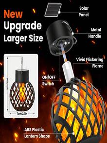 4pcs Solar Powered Flame Effect Hanging Lights, Waterproof Outdoor LED Fairy Lights, Balcony Garden Patio Holiday Decor Lights, Suitable For Yard Patio - Solar Flame Lantern - View 10