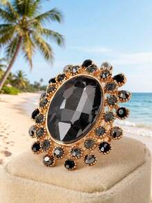 1pc Fashionable Oval Crystal Rhinestone Open Ring - 11297 Oval Large Glass - View 13