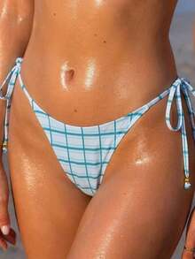 Sultry Sol Damen Sommer Strand Karomuster Neckholder Sexy Bikini Badeanzug Set - Verschiedenfarbig - Übersicht 4