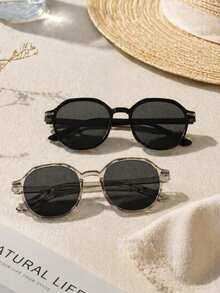 Set de 2/3 piezas de gafas de moda juvenil con marco completo y cristales de strass redondos - Accesorio adecuado para vacaciones, viajes, fotografía callejera - Multicolor - Ver 1