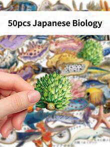 50pcs Japanese Biology Creative Cartoon Clear Stickers DIY Guitar Luggage Refrigerator Water Cup Planner Supplies Decorative Laptop Personalization Stickers - Multicolor - View 5