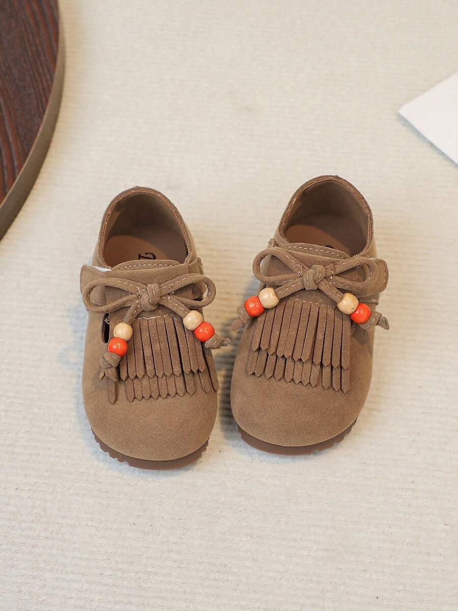 1 Pair Children's Beaded Birkenstocks Style Flat Shoes, Soft & Comfortable, Essential For Spring & Autumn - Brown - View 1