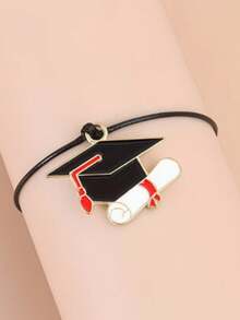 1pc Minimalist Doctor Cap, 2026 Wax Thread Braided Bracelet, Suitable As Graduation Gift - Multicolor - View 4