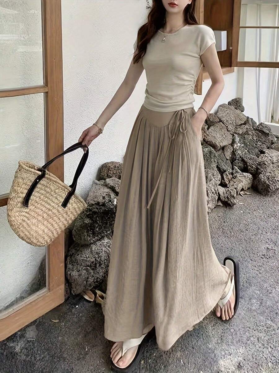 Women Pants - Khaki - View 1