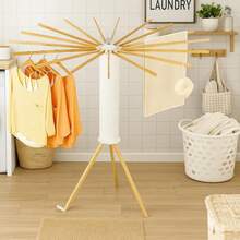Wooden Clothes Airer – Foldable & Portable Laundry Drying Rack, Extendable And Space-Saving Clothes Horse, Sturdy Drying Stand For Balcony, Bathroom, Living Room & Utility Room - A - View 3