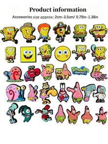 SpongeBob SquarePants 6/24/32入 家庭與朋友可愛鞋飾 DIY 洞洞鞋涼鞋配件 可拆卸 卡哇伊 Bingo 狗狗 Coco Rusty Muffin 鞋飾 派對小禮物 贈品 裝飾配件 - 彩色 - 查看 2