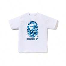 Men's Versatile Fit T-Shirt, Breathable Cotton T-Shirt For Men, Men's Graphic T-Shirt - Black With Blue Mask Print - Lightweight Summer Shirt For Daily Wear And Themed Events - Breathable Crew Neck T-Shirt - Essential Casual Streetwear, Event Clothing, Bold Print Top, Comfortable Fit, Street Style, Design, Soft Material, Printed Top, Young Adults 100% Cotton, 220g Fabric, Gift For Dad, Christmas Gift, Concert Outfits, Maternity Teacher Shirts,  Cachorro Feliz Teacher Appreciation Gifts, Going Out Outfits, Graduation Work Tops For Women, Beach Outfits For Women. - 白色的 - 查看 12