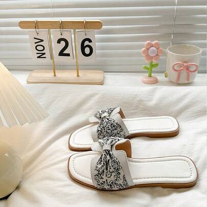 2026 New Flat Sandals For Women, One-Strap Tasseled Ditsy Floral Beach Slippers For Summer & Vacation