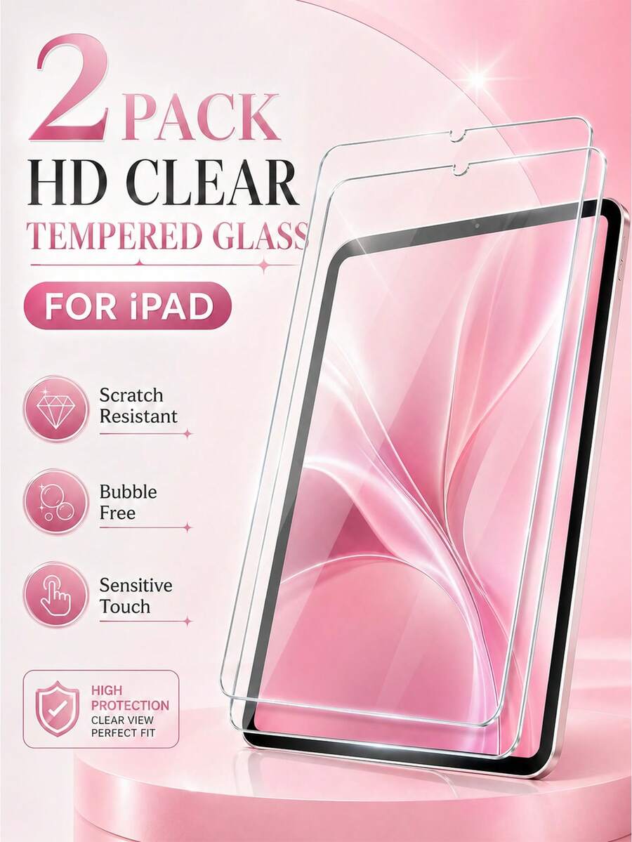 BOLLYMORE 2pcs Ultra-Clear High Definition Tablet Screen Protector, Scratch-Resistant, Anti-Dust, Bubble-Free Screen Film Compatible With Ipad 10th, 11th Gen, Pro 12.9", Mini 6, Daily Tablet Accessories - Clear - View 1