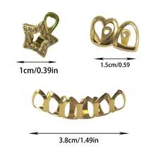 Set Of Zirconia Pentagram Hollow Heart Combination With Six Hollow Tooth Jewelry Accessories, Daily Wear And Photography Props - Multicolor - View 5