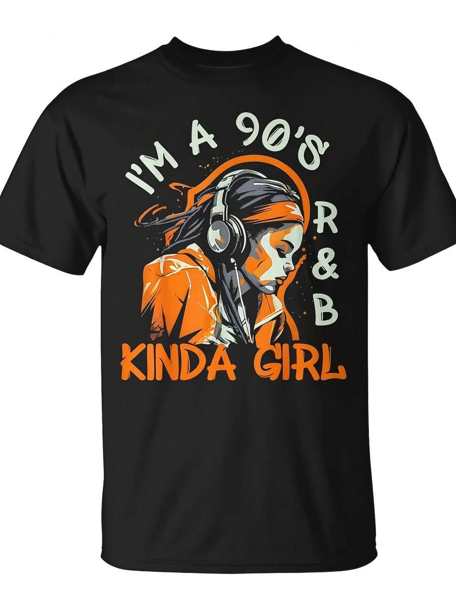 90s Soul Music, I'm A 90s R&B Girl, R&B Hip Hop Music T-Shirt - Monsterry, Same Style For Men And Women, Summer 2026 Short Sleeve Printed T-Shirt, Cotton T-Shirt - 黑色 - 查看 1