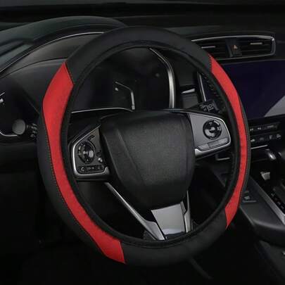 15inch PU Leather Anti-Slip Elastic Steering Wheel Cover Without Inner Ring For Car