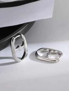 1 Pair Hollow Heart Design Earrings, Unique Niche Fashion Minimalist Elegant Earrings For Women, Suitable For Daily, Work, Date, Party - Silver - View 7