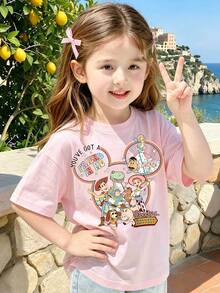 Toy Story Is A Cute, Fresh, And Stylish Disney Girls' Round-Neck T-Shirt Made Of 100% Pure Cotton. It Is An Ideal Choice For Daily Wear, Holiday Leisure, Outdoor Exploration, School Life, And Shopping Trips. It Is Also A Must-Have Item For Summer And Makes An Excellent Disney Gift For Both Girls And Boys. - Hồng - Xem 1