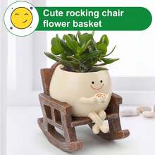 Chậu trồng cây hình mặt cười cho cây trồng trong nhà, Chậu hoa bằng nhựa dễ thương, Chậu trồng cây mọng nước hình ghế bập bênh có lỗ thoát nước, Ý tưởng quà tặng sinh nhật, Chậu trồng cây, Chậu hoa, Chậu cây cảnh, Trang trí mùa xuân, Trang trí nhà cửa, Bình hoa - Phong cách mới - Xem 9