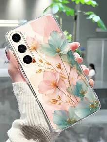 1个时尚花卉透明软壳保护手机壳，兼容三星Galaxy A04e/12/A13/A14/A34/A50/A52/A53/A54/S21/S22/S23/S24/S25/S25 Ultra，2D图案 - 彩色 - 查看 3