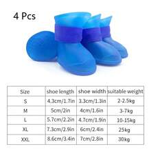 4Pcs Pet WaterProof Rainshoe Anti-Slip Rubber Boot For Small Medium Large Dogs Cats Outdoor Shoe Dog Ankle Boots Pet Accessories - màu đen - Xem 6