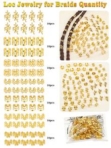 70 pièces Chouchous à fleurs de prunier vintage - Clips à cheveux de style bohème à la mode pour femmes et filles - Accessoires de coiffure pour styliste, décorations de cheveux tressés, festivals, fêtes - Doré - Voir 4