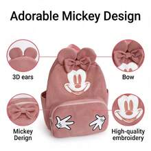 1 chiếc ba lô nhẹ màu hồng hình chuột Mickey dễ thương, được cấp phép chính thức bởi Disney. - Màu be - Xem 5