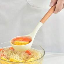12pcs Silicone & Wooden Handle Non-Stick Kitchen Spatula & Ladle Set, Including Soup Spoon And Skimmer, Cooking Utensils Set - Multicolor - View 12