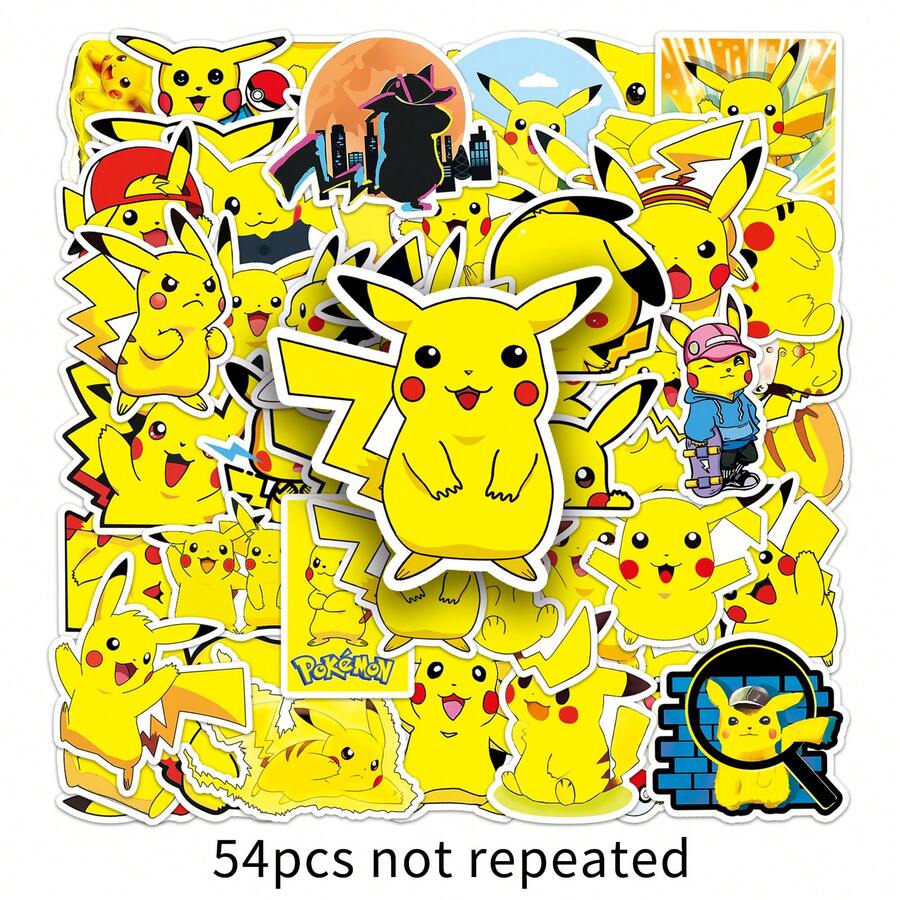 pokemon 54张宝可梦贴纸 - 适用于笔记本电脑、水瓶、头盔等 | 完美的节日礼物和奖励 - 彩色 - 查看 1