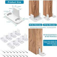 Hotop 8 Piezas Guía de Piso para Puerta de Granero Guía Inferior para Puerta Corredera Montaje en Piso Herrajes para Armario Corredera de Plástico Simple Montado en Pared Riel Inferior para Puertas - Blanco - Ver 1