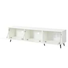 TV Stand Measuring 180 X 40 X 48 Cm With 3 Hinged Doors, Low Style, TV Stand, Cabinet, Living Room Furniture, Patterned Design, White Color, Suitable For TVs Up To 80 Inches, Large Storage Space, Made Of MDF. - 白色 - 查看 10