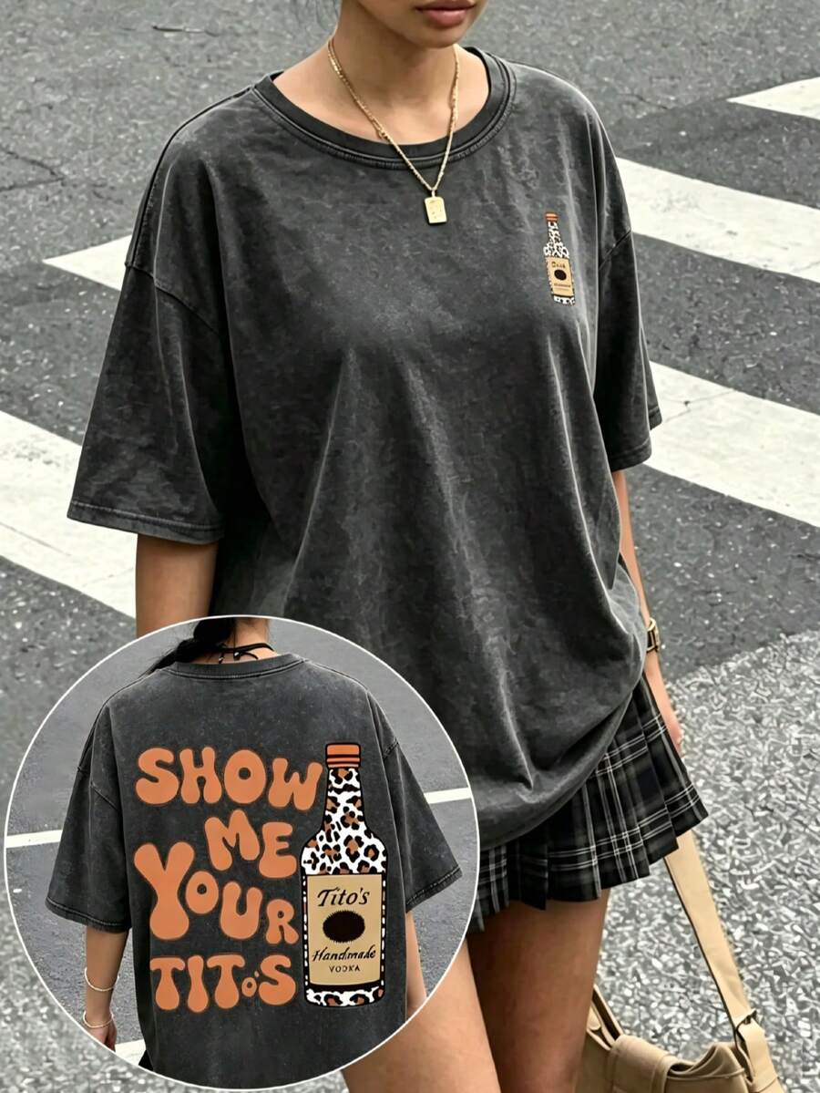 Vintage Vintage Style, Vodka Enthusiast, Leopard Print Elements, SHOW ME YOU TITOS Humorous Text Memes, Washed Double-Sided Printed Vintage-Shirt..…. Retro Loose-Shirt, Men's Casual Style-Shirt, Washable And Washable Old-Shirt; Cool Design Pattern-Shirt, Durable And Comfortable Fabric, Street Fashion Sense, A Must-Have Street Style Enthusiasts, Top-Level Sportswear, Suitable Daily Commuting, Dating, Leisure Matching, Suitable Holiday Giving, First Choice Giving. - Xám - Xem 1