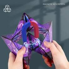 Variable Geometric Shapes, Color-Changing, Magnetic, Magic Cube, Stress-Relieving, Manual Flipping Jigsaw Puzzle Cube - MC-03 - View 4