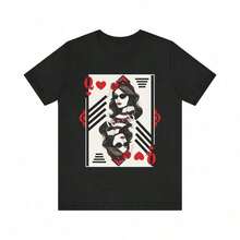 Queen Of Hearts T-Shirt,  Playing Card Tee - Black - View 3