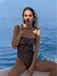 Elegant Women's Sexy Red Spaghetti Strap One-Piece Swimsuit, Suitable For Beach, Party And Gathering In Spring/Summer Vacation - Multicolor - View 3